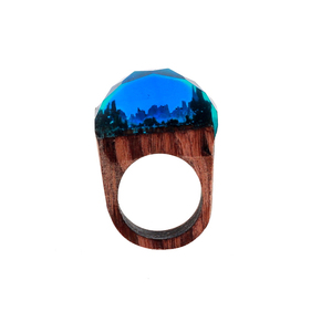 Nuovo Design FAI DA TE artigianato In Legno e Resina Segreto Trasparente Anelli Blu Foresta Anello Fatto A Mano Magica Dei Monili per la Donna - Product Image 1
