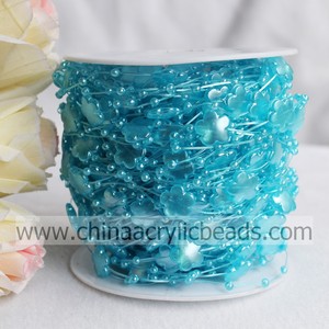 Flowers artificial imitation with cable chain flower garland with branch spary beads craft decoration - Product Image 1
