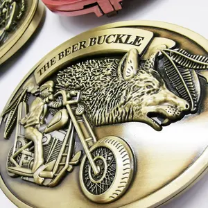 Wholesale high quality new THE BEER BUCKLE motorcycle and wolf beer belt buckle creative custolm logo