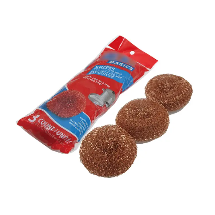 3pcs Spiral copperized scourer cleaning ball for kitchen cleaning