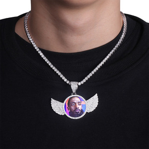 Collier et pendentif <span class=keywords><strong>de</strong></span> style Hip-hop avec Zircon, pour hommes, avec corde, en or, fait sur mesure, avec <span class=keywords><strong>ailes</strong></span>, cubique, nouvelle collection - Product Image 4