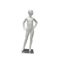 Mannequin abstrait blanc brillant factice de corps complet de garçon de fibre de verre avec la tête debout