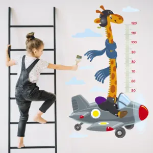 2019 New Design Pretty Giraffe Pattern Kids Height Measurement Chart Removable Height Measurement Wall Sticker
