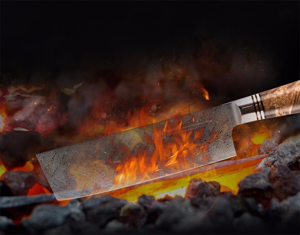 FINDKING AUS-10 Japanese Damascus Steel 7 inch Chef Nakiri Knife Sapele Wood Handle 67 Layers Butcher Cleaver Kitchen Knives