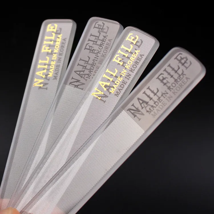 2 in1 Plastic Case Accept Custom Logo Crystal Material Nail Care Polishing Mini Nano Shiner Glass Nail File