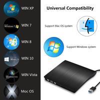 USB 3.0 compatibile portatile ad alta velocità ottico CD/DVD +/-RW bruciatore esterno DVD Writer Drive per Laptop PC/Desktop di plastica