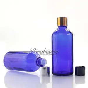 Murah 100Ml Biru Kobalt Kaca Botol Botol Minyak Zaitun dengan Cap Harga Yang Menguntungkan