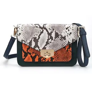 6538- Hot sale trendy fashion handbag ladies crossbody bag high quality custom logo China manufacturer snake PU shoulder bag