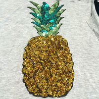 Applique brodée en forme d'ananas 3D, directement de l'usine, décorée de paillettes et de dentelle, thermocollante pour vêtements