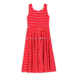 Abito <span class=keywords><strong>Estivo</strong></span> Trendy per <span class=keywords><strong>Bambina</strong></span>, Vestito Lungo a Righe Senza Maniche in Morbido Cotone Elasticizzato, <span class=keywords><strong>Abbigliamento</strong></span> <span class=keywords><strong>Estivo</strong></span> per Ragazze - Product Image 1