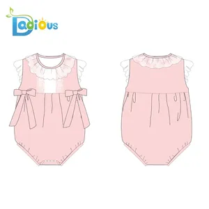 Whosale DDLG Hữu Cơ Bông Màu Hồng Ren Người Lớn Bé Onesie Thời Trang Abdl Onesie Người Lớn