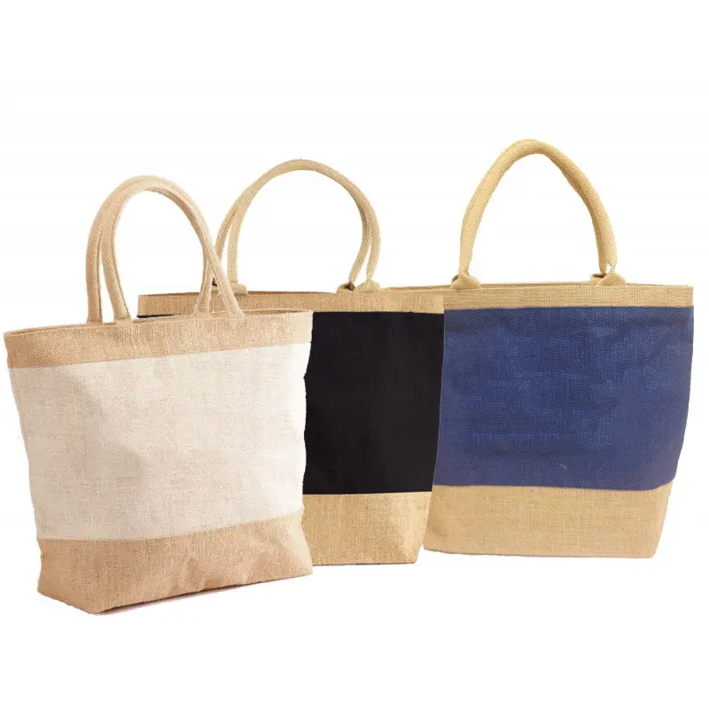 factory experience wholesale custom printed luxury jute tote bag with zipper for packaging