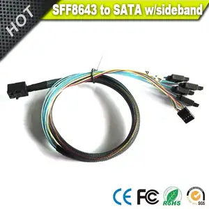الرؤية البسيطة SAS SFF-8643 إلى SATA 7pin بشريط جانبي SGPIO كابل