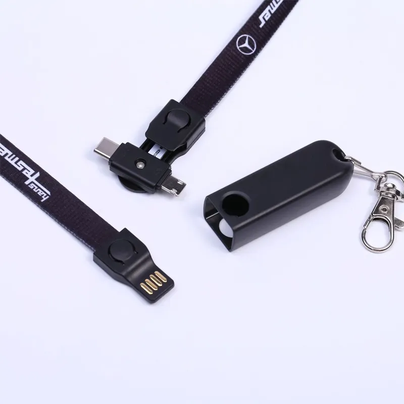 Promotional String Badge 3で1 Micro 8Pin Mirco USB Type C Keychain Charging CableためSmartphone