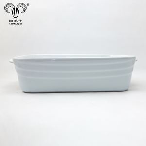 หุ้นเป็นมิตรกับสิ่งแวดล้อมไมโครเวฟปลอดภัยสีขาวเซรามิกภาชนะอบที่มีด้ามจับสำหรับร้านอาหาร - Product Image 3