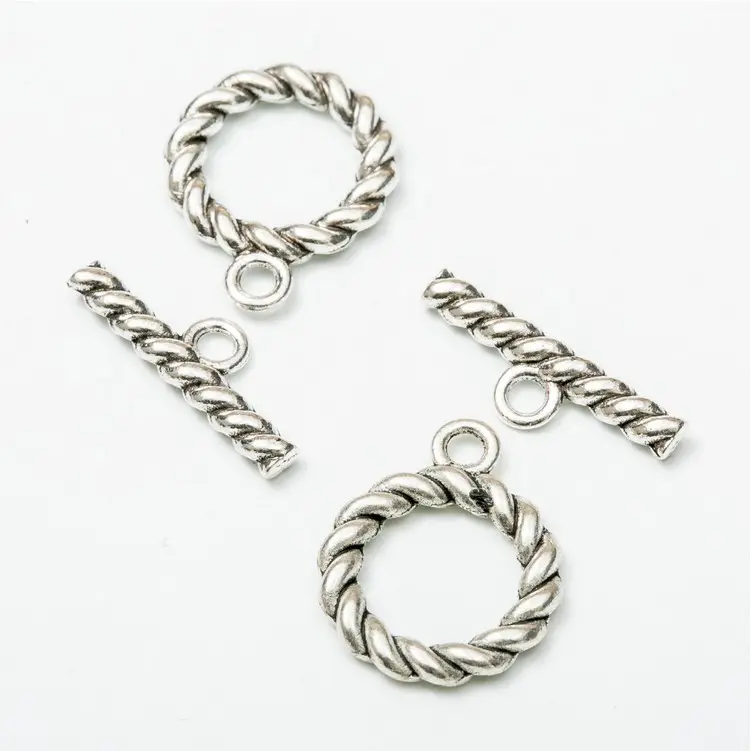 Cina fabbricazione placcati argento toggle chiusura ad anello e bastone pendenti di fascini per la collana making bracelet