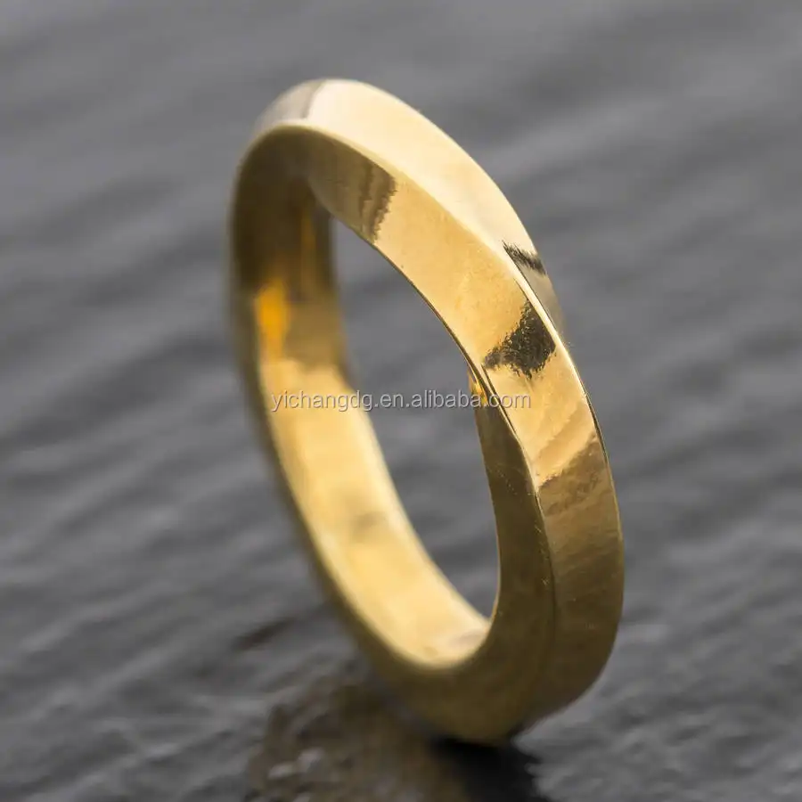 Neue Design Edelstahl Hand Verrissen Unendlichkeit Twist 18ct Eco Gold Hochzeit Ring