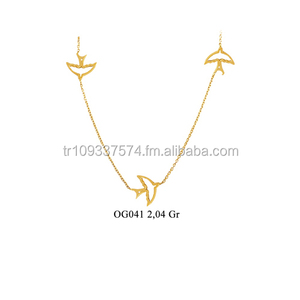Collar de oro sólido de 14K con colgante de Golondrina, cadena de pájaro - Product Image 1