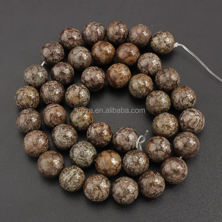 SB6450 Grosir Manik-manik Batu Alami Coklat, Kepingan Salju Coklat Tiongkok, Manik-manik Obsidian Jasper