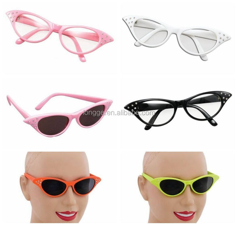 Cat Glasses Dunzy 10-Pack Cat Eye Rhinestone Glasses Retro 50s