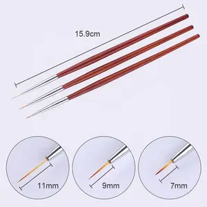 Professionale Manico in legno Pennello Kolinsky 3D Nail Tips Liner Disegno della Penna Della Pittura Del Chiodo Skinny Liner Brush E Piccolo Dipinto