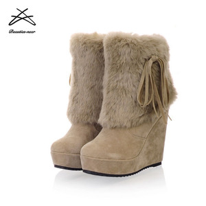 <span class=keywords><strong>Bottes</strong></span> en fourrure pour femmes à talon compensé, prix d'usine, mode - Product Image 3