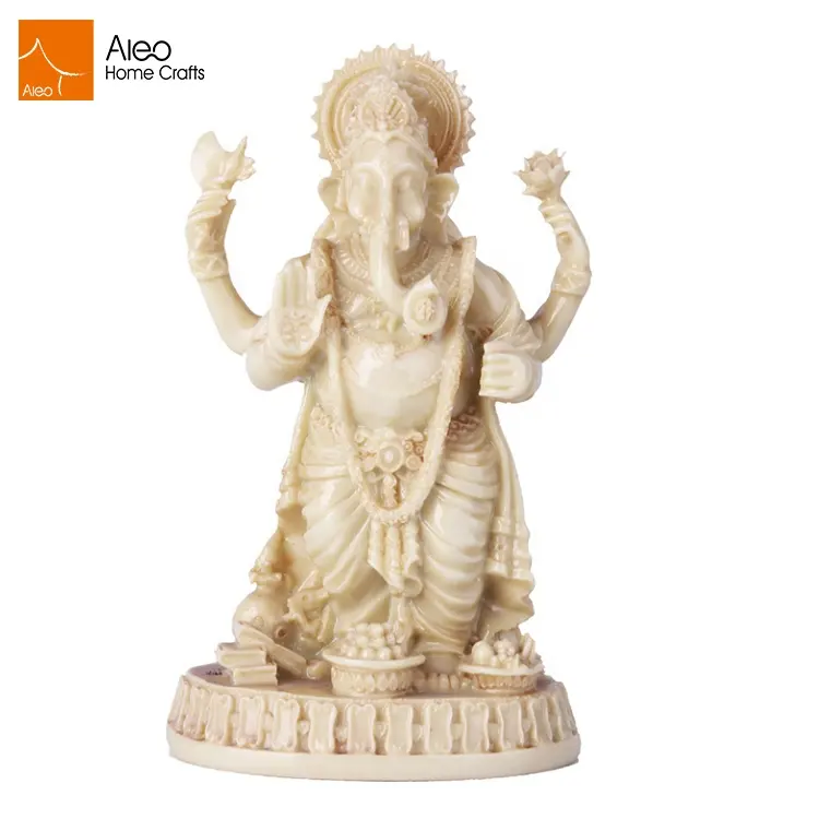 Al por mayor personalizado polyresin blanco marfil religiosa hindú Dios ganesha estatua