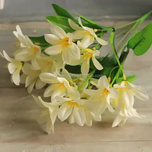 Fausses fleurs décoratives pour salle d'usine, pièces, bouquet de mini fleurs de lys en soie, 6 branches, 24 têtes