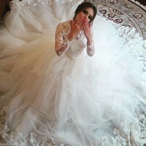 NE081 <span class=keywords><strong>Abito</strong></span> da Sposa Musulmano Vintage <span class=keywords><strong>con</strong></span> Collo Alto in Pizzo, Maniche Lunghe, Vestido De Noiva Romantico in <span class=keywords><strong>Tulle</strong></span>, <span class=keywords><strong>Abito</strong></span> da Sposa a Palloncino - Product Image 2