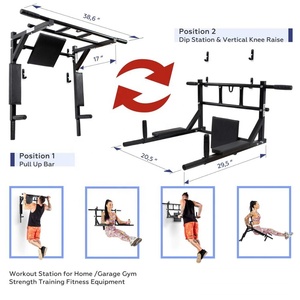 Wellshow Équipement de sport et de fitness 3 en 1 : Barre de traction murale horizontale pliable, stations de <span class=keywords><strong>dips</strong></span> et tour de musculation - Product Image 3