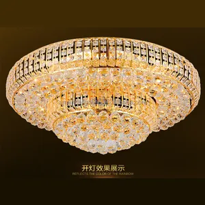 Luz de led com design moderno de ouro, restaurante com cristal, luz para decoração de casa, sala de estar, hotel e lobby