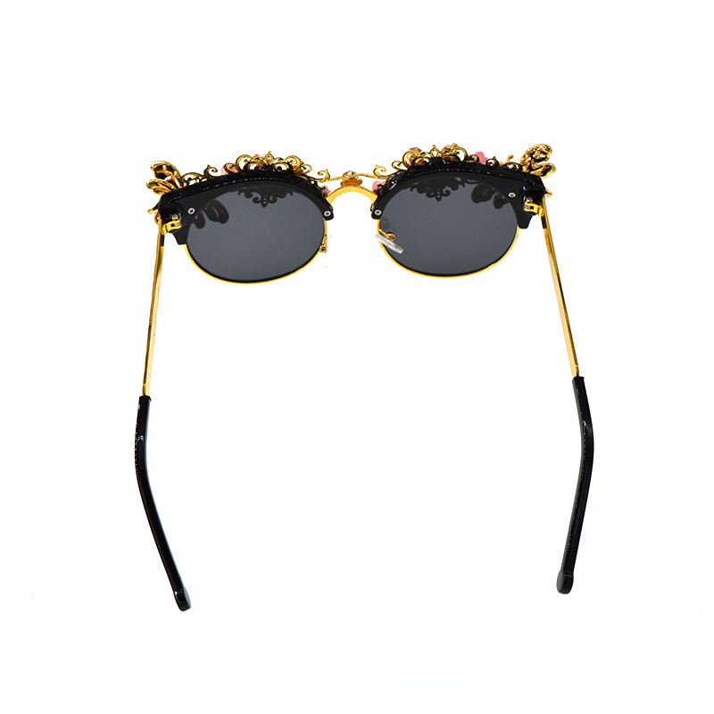 Luxury Baroque Rhinestone Flower Bee Sunglasses for Women