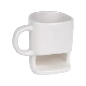 Caneca de cerâmica com suporte de biscoito, para café e biscoito