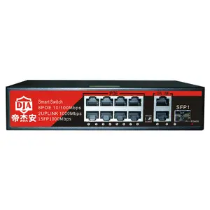 OEM smart poe switch 8 port 10/100Mbps with 2 gigabit 10/100/1000Mbps and 1 sfp port for cctv security system OEM POE SWITCH