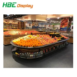 Estantería de supermercado MDF de estilo lujoso estantes para exhibición de verduras y frutas