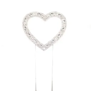 Wholesale Single Heart Cake Topper Rhinestone Crystal Wedding Cake Decorating Supplies for Engagement Event Parties