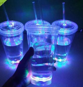 16Oz LED Đôi Tường Nhựa <span class=keywords><strong>Cup</strong></span> Với Nắp Và Rơm - Product Image 1