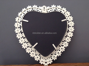 Crema al por mayor Elegante Lamentable de <span class=keywords><strong>La</strong></span> Vendimia Corazón de Metal Con Flores de Pared Espejo - Product Image 3