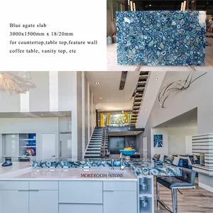 Материал агата, драгоценный камень и обработанные голубые агатные плиты