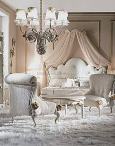 เจ้าหญิงน่ารักห้องนอนเฟอร์นิเจอร์ชุดเตียง Crown, Elegant Design Floral เตียงและเก้าอี้เฟอร์นิเจอร์ชุด