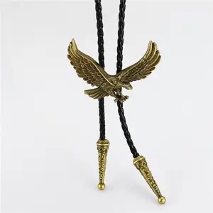 Jewelry fashion necklaces leather cord european eagle albanian bolo tie slides shirt clips necklace for men