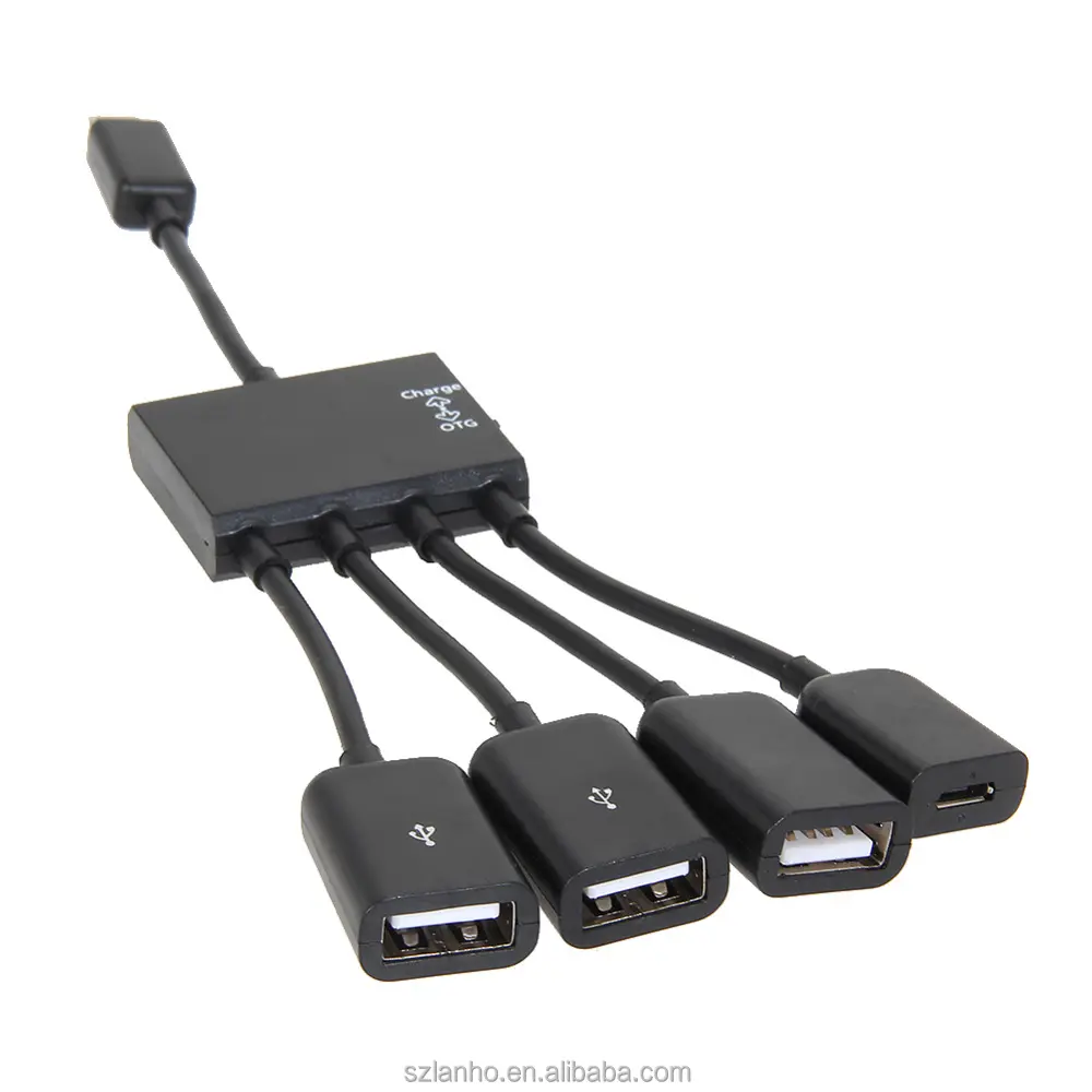 Kualitas Tinggi Usb Hub 4 Port 185Mm Mikro Pengisi Daya USB OTG Hub Kabel