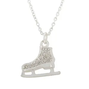 Ton argent Cristal Patin À Glace Pendentif Collier, Roller Collier Pour Les Adolescents Filles