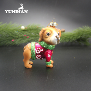 Nhà máy bán buôn thổi trang trí giáng sinh kính bức tượng con chó ornament - Product Image 4