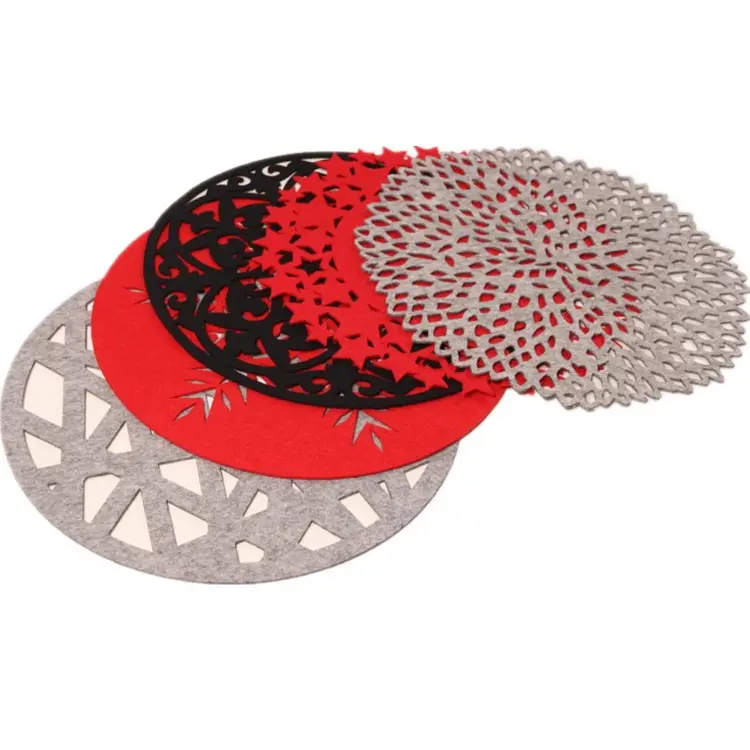 Personalizado Rodada Flor de Feltro Vermelho Xmas Estilo Coaster Do Copo