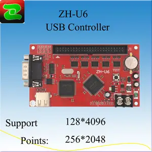 Placa de controle led ZH-U6 rs232 zhonghang, placa controladora usb