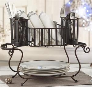 Fabricación de Metal apilable Buffet Caddy Soporte para utensilios Encimera Mesa Cubiertos Organizador Estante - Product Image 4