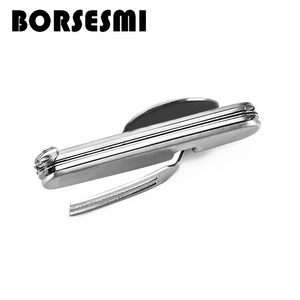Nouveau gros Camping couteau fourchette cuillère ensemble en acier inoxydable multi-fonction pliant <span class=keywords><strong>couverts</strong></span> ensemble <span class=keywords><strong>3</strong></span> en 1 pique-nique vaisselle extérieure - Product Image 4