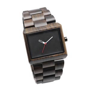 2017 Reloj de madera de lujo impermeable del cuarzo natural de la nueva caja cuadrada de la llegada con insignia de encargo - Product Image 2