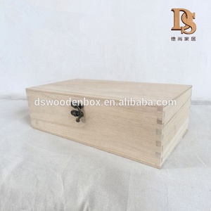 Boîte à bijoux en bois Paulownia inachevée <span class=keywords><strong>bac</strong></span> de rangement à couvercle à charnière bon marché pour l'emballage de cadeaux pour les bijoux et les petits articles - Product Image 2